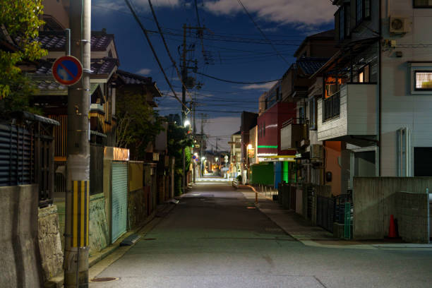 istock Scenery of back alley at night 2193742993
