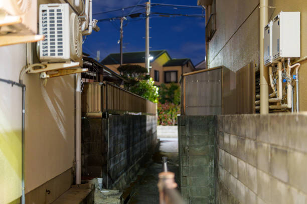 Scenery of back alley at night