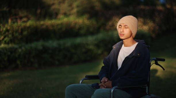 istock Man patient relaxing on wheelchair. 2193744964