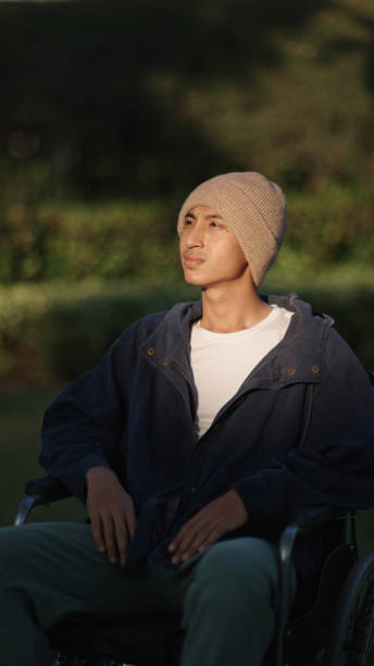 istock Man patient relaxing on wheelchair. 2193744982