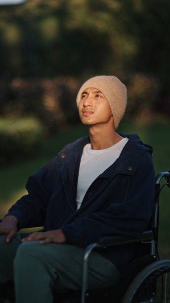 istock Man patient relaxing on wheelchair. 2193745016