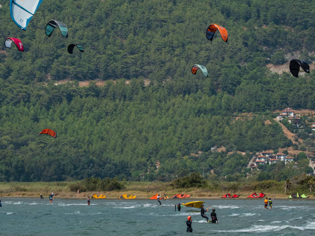 istock Kitesurfers at Akyaka Kite Beach. Turkey 2193746535