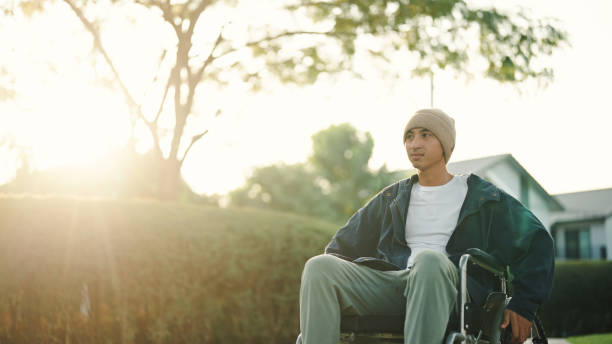 istock Man riding wheelchair. 2193747523