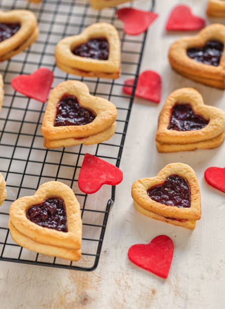 istock Heart shaped cookies with strawberry jam 2193751514
