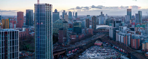 istock Manchester Skyline Aerial Panorama 2193752423