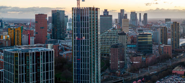 istock Manchester Skyline Aerial Panorama 2193752429