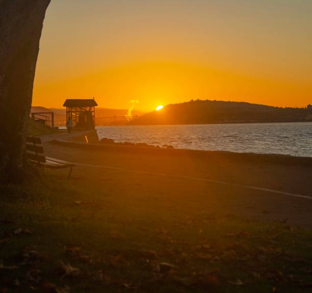 Fall sunrise on the Stanley Park seawall, Vancouver, BC