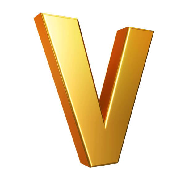 istock Golden font. Alphabet letter V isolated on a white background with clipping path. 3d illustration. 2193762916