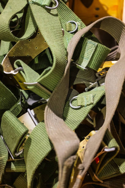 istock Green military straps in a pile.. 2193764012