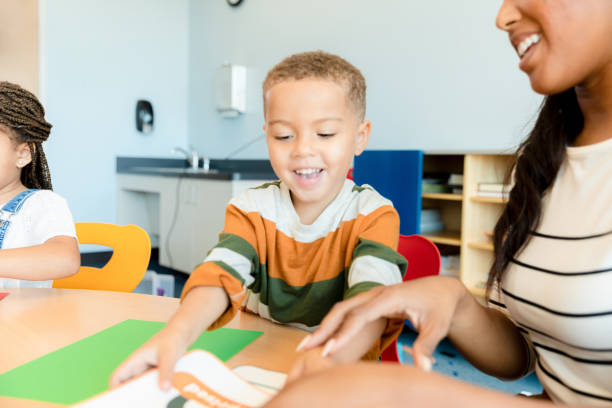 istock Teacher assisting elementary school student with arts and crafts 2193770045
