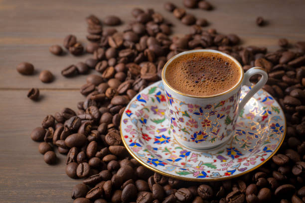istock Turkish coffee with delight and traditional copper serving set 2193771623