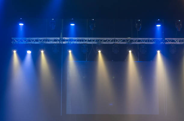 istock Stage lighting fixtures, blue, purple and white lighting. 2193771975