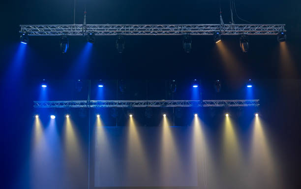 istock Stage lighting fixtures, blue, purple and white lighting. 2193771981