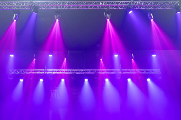 istock Stage lighting fixtures, blue, purple and pink lighting. 2193772013