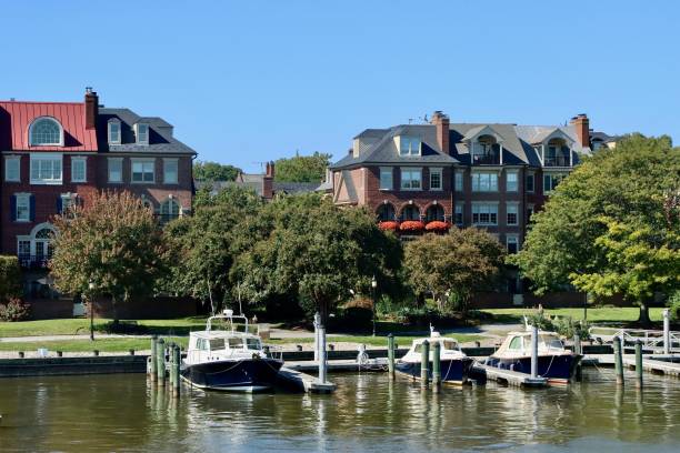 Homes And Boat Docks Along The Potomac River In Virginia