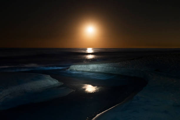 Moon setting over the ocean in Encinitas during LA fires