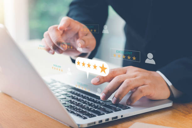 istock Customer Satisfaction Survey concept, 5-star satisfaction, service experience rating online application, customer evaluation product service quality, satisfaction feedback review, good quality most. 2193775329