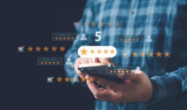 istock Customer Satisfaction Survey concept, 5-star satisfaction, service experience rating online application, customer evaluation product service quality, satisfaction feedback review, good quality most. 2193775330