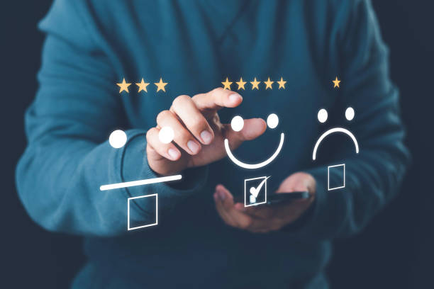 istock Customer Satisfaction Survey concept, 5-star satisfaction, service experience rating online application, customer evaluation product service quality, satisfaction feedback review, good quality most. 2193775347