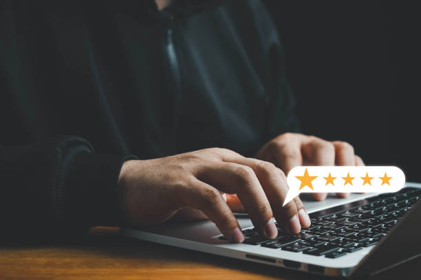 istock Customer Satisfaction Survey concept, 5-star satisfaction, service experience rating online application, customer evaluation product service quality, satisfaction feedback review, good quality most. 2193775604