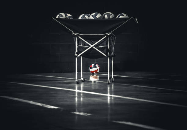 Basket of volleyballs