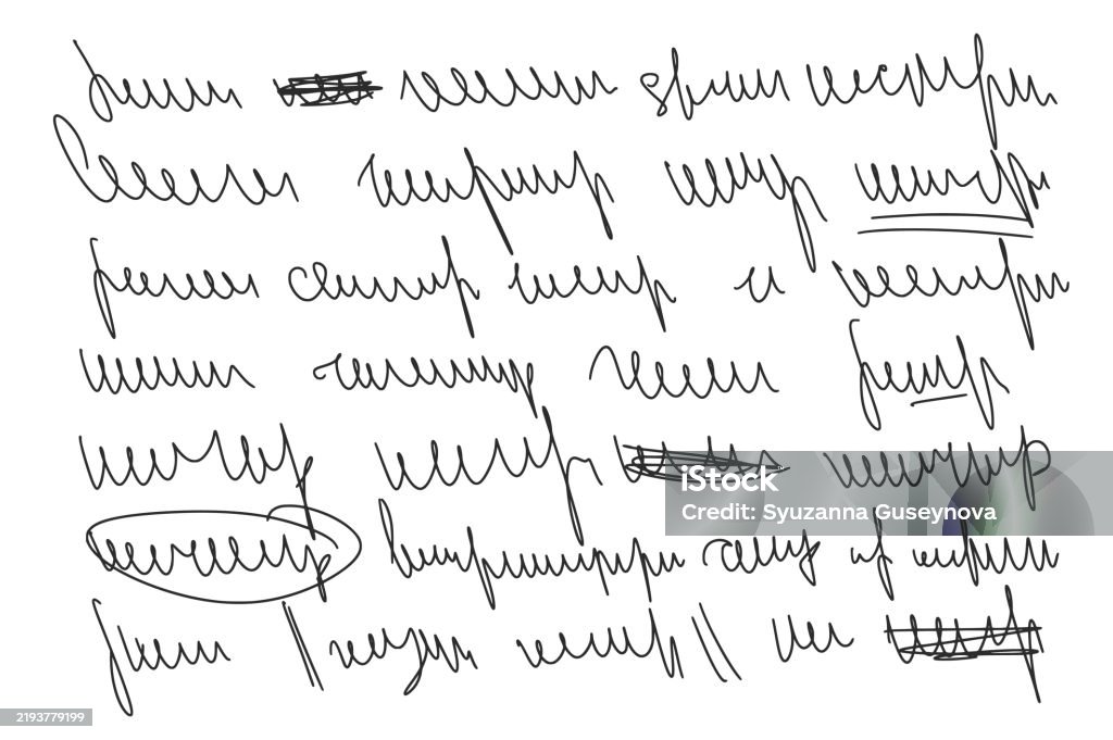 Scribbled Message Illegible Cursive Script Message Handwritten Scribble Letter Freehand ...