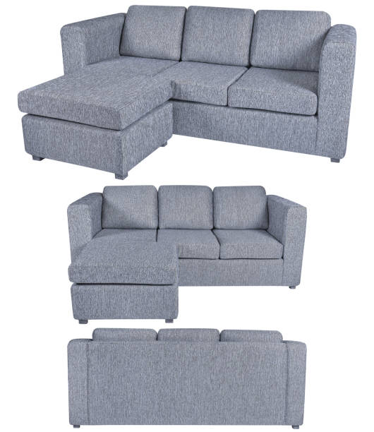 istock Modern gray sectional sofa with chaise lounge, isolated on white, set sofa 2193781105