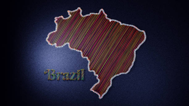 istock Embroidered Map of Brazil with Colorful Threads on Fabric 2193784176