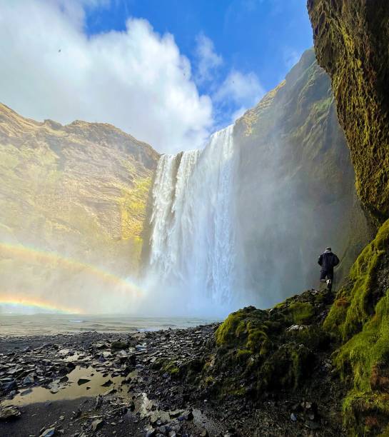 istock Hiking at the base of Skogafoss, Iceland 2193786103