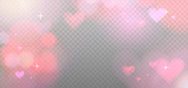 Lueur abstraite de réfraction rose et effet bokeh de cœur. Effet de réflexion romantique de fuite de lumière de cristal. Fond de réfraction transparent de la Saint-Valentin. Superposition vectorielle Lueur abstraite de réfraction rose et effet bokeh de cœur. Effet de réflexion romantique de fuite de lumière de cristal. Fond de réfraction transparent de la Saint-Valentin. Superposition vectorielle