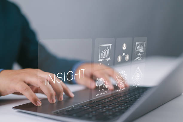 istock Customer insight marketing concept. Businessman use laptop with insight icon on virtual screen. Using customer insight to build strong customer relationship and increase customer loyalty. 2193789461