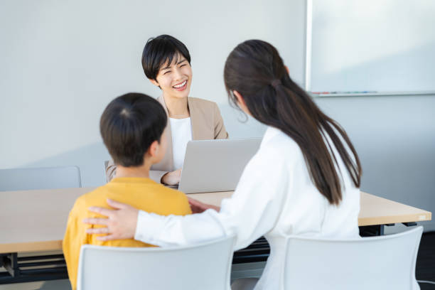 istock Parents and children and teachers interviewing 2193796138