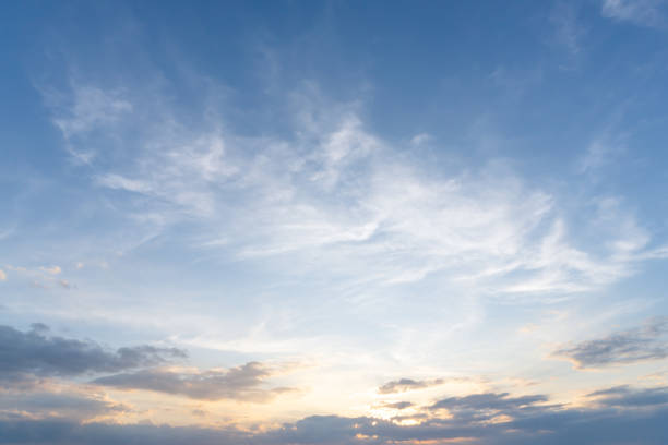istock Beautiful morning or evening blue and orange sky with cloudy while sunsets or sunrises taken at the sea used as natural blackground texture 2193796452