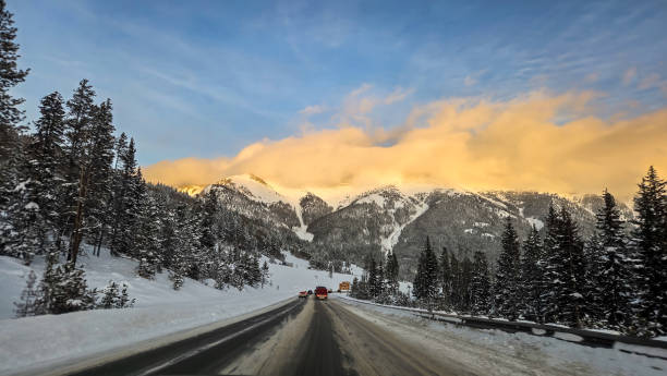 istock Winter Sunset on I-70 in Colorado, Passing by Copper Mountain 2193802776