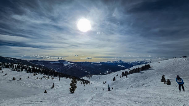 Snow Skiing in Vail, Colorado, China Bowl, top of Poppyfields-West looking Southwest