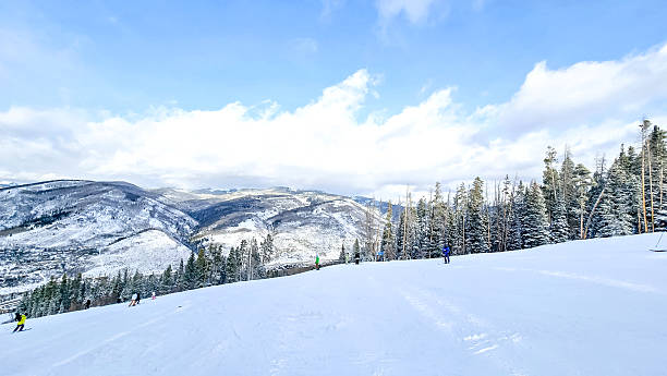 Copper Mountain Ski Runs.  Rugged ski slopes on Copper Mountain.  Textured winter landscape with skiing at resort and backcountry access.  Captured as a 14-bit Raw file. Edited in ProPhoto RGB color space.
