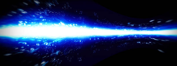 istock 3d illustration of glowing blue light lines on a black background 2193807135