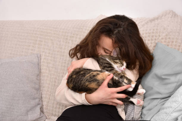 istock Young girl playing with her kitten 2193808559