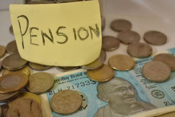 istock Pension concept with Indian currency notes and coins. 2193809573