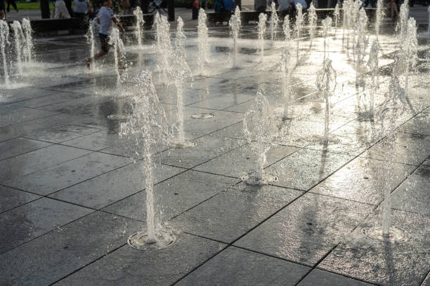 istock Fountain Water Texture Background, Falling Fresh Fountain Jets, Waterfall Splash Pattern, Summer Park 2193810829