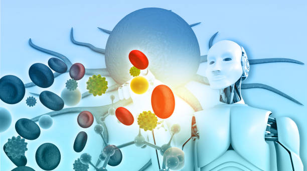istock AI robot with cancer cells and virus 2193819142