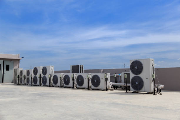 istock Air conditioning outdoor unit compressor install outside the building. 2193820548
