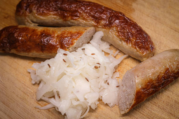Bavarian sausage’s sauerkraut dinner mornings food street food fast food