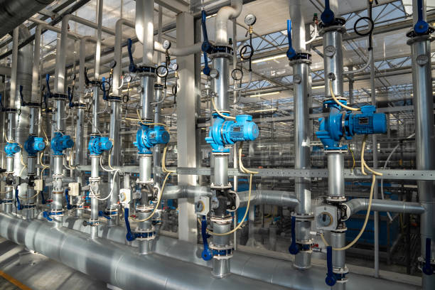 istock Heating and water supply system for hothouse. Pipes with manometer regulating temperature, pressure 2193829042