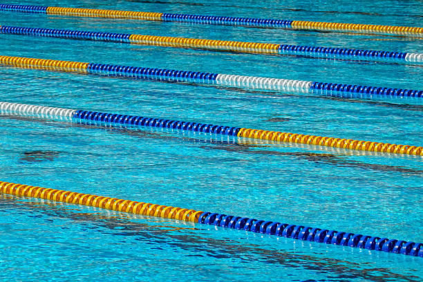 Empty swimming pool seen from above.