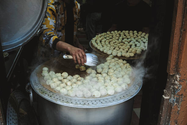 A momo vendor in Kathmandu, Nepal.