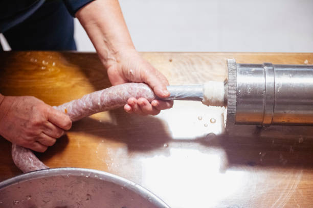 istock Making a Romanian garlic sausage at home 2193833228