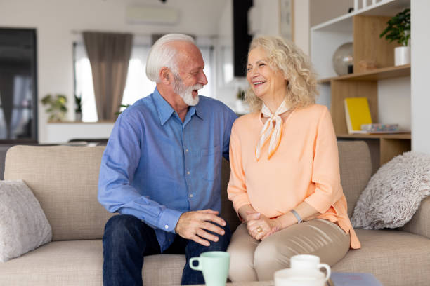 istock Joyful elderly couple sharing tender moments together 2193835068