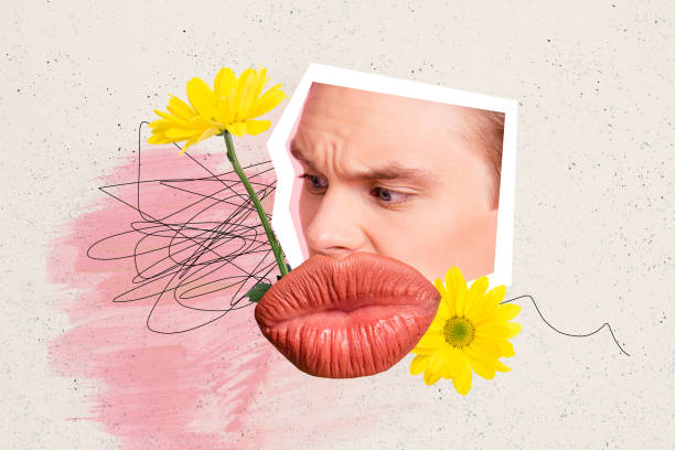 istock Creative collage image illustration unhappy sadness element human element smile mouth flower fresh doodle sketch white background 2193835144