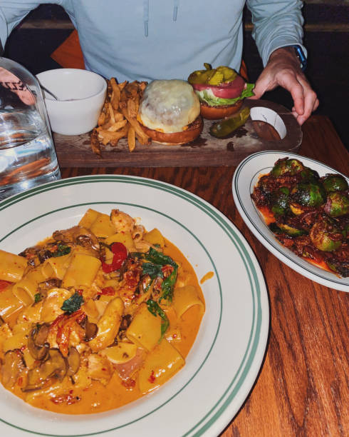 istock Pasta and hamburger at New Jersey restaurant 2193840454